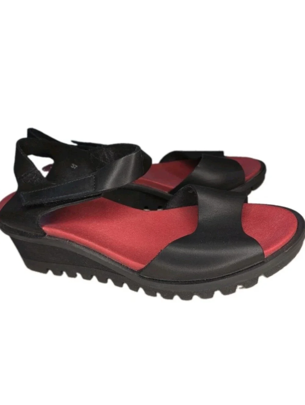 Loints of Holland Baarlo Wedge Sandals Size 37 EU 6 US Black Leather Comfort